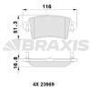 BRAXIS AB0113 - ARKA FREN BALATASI MASTER II MOVANO 1.9 / 2.5D / 2.8DTI TUM MODELLER (01 )