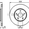 BOSCH 0986478490 - ON FREN AYNASI HAVALI TOYOTA RAV 4 96-00 (302X5)