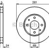 BOSCH 0986478493 - ON FREN AYNASI HAVALI CARISMA 00>06 VOLVO S40 00> 281X4