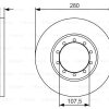 BOSCH 0986479R92 - FREN DISKI ARKA TRANSIT V347 06>14 ARKADAN CEKER+ABSLI DUZ 280mm