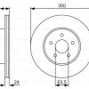 BOSCH 0986479S48 - ON FREN DISK AYNASI MONDEO III 1.8 / 2.0 / 2.2 00>07 JAGUAR X TYPE 01>09 OLCU (300 X 24 X 5 BIJON) HAVA SOGUTMALI